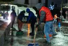 Roberto Cabrera supervisa trabajos de Servicios Públicos en Plaza Independencia