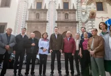 Mauricio Kuri supervisa obra de conservación del Templo Santa Rosa de Viterbo