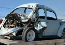 Tráiler embiste a “vocho” y deja un lesionado