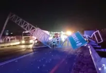 Tráiler derriba señalética y paraliza la carretera 57