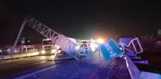 Tráiler derriba señalética y paraliza la carretera 57