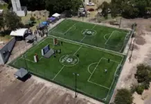 Autoridades inauguran dos canchas de fútbol del Mundial Social 2026 en San Juan del Río